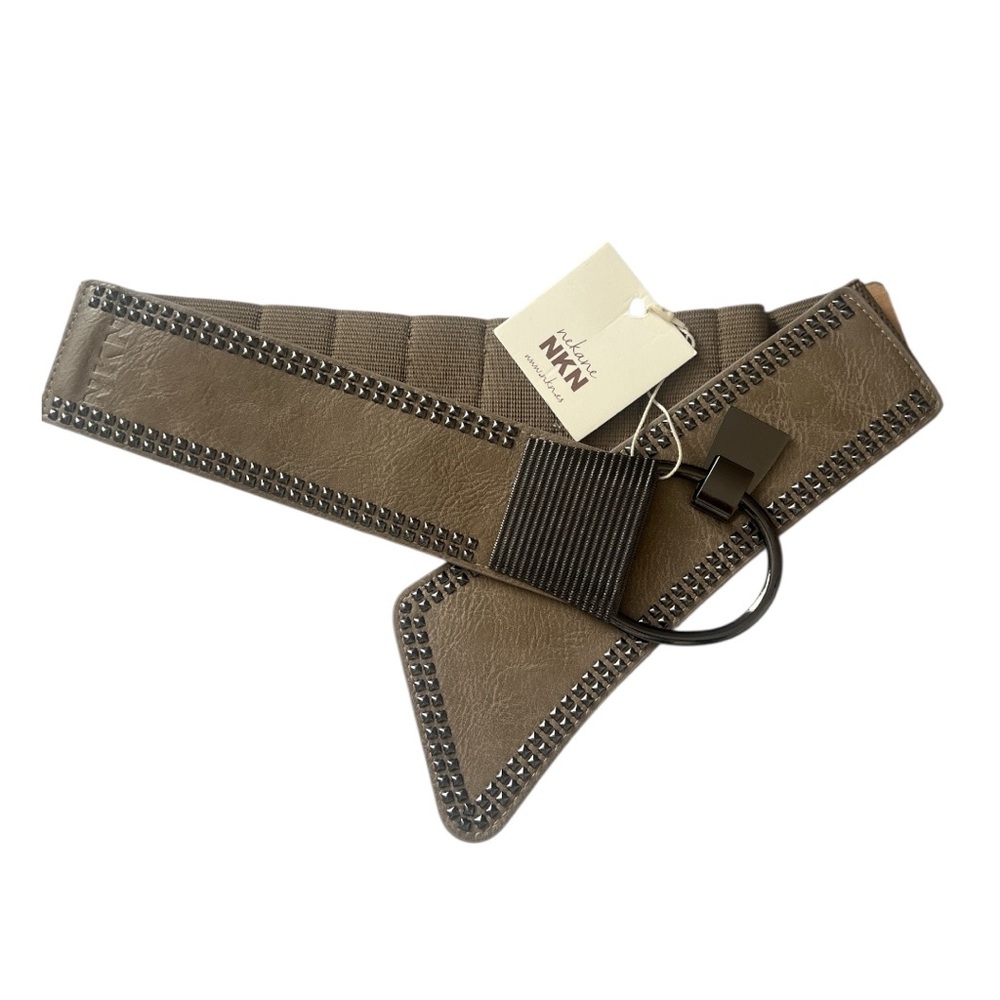 NWT Nekane Taupe Studded Wide Waist Belt Stretch Boho Western One Size